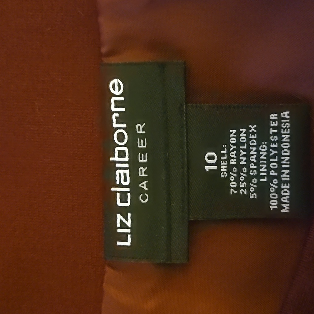 Liz Claiborne Career Autumn Burgundy FauxWrap Skirt Tie Front Fully Lined 10 NEW - Picture 3 of 5